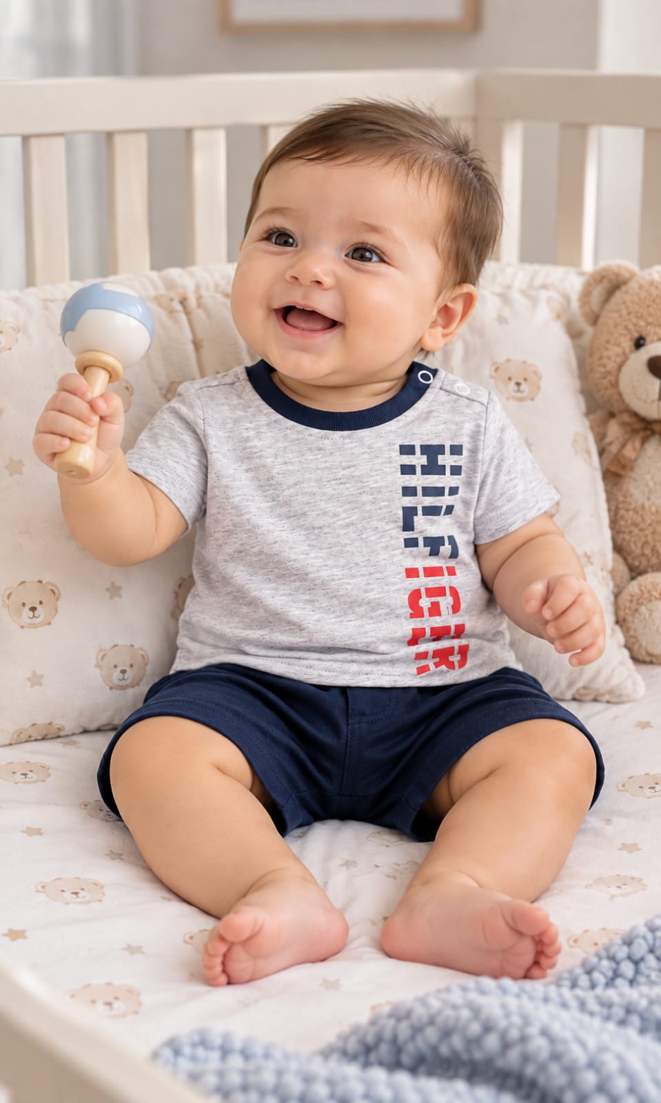 Conjunto Tommy Hilfiger para Bebé  Gris y Azul Marino