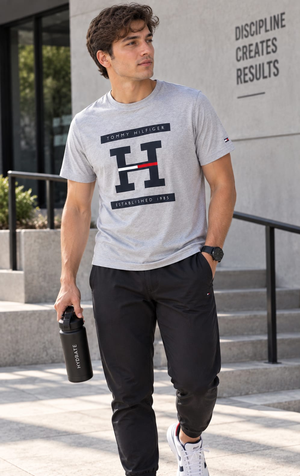 Playera para Hombre Gris Cuello Redondo Manga Corta Tommy Hilfiger