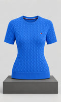 Blusa Tejido para Mujer Azul Rey Manga Corta Tommy Hilfiger