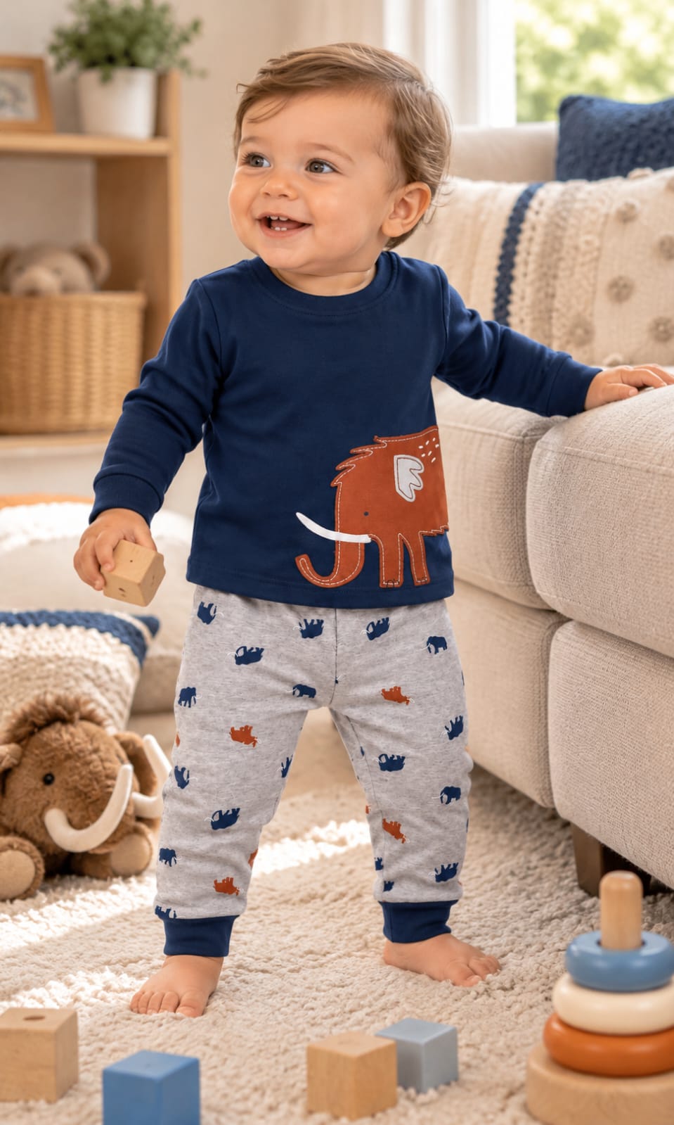 Set de 2 Pijamas Carter's para Bebé de 12 Meses en Azul, Gris y Azul Marino