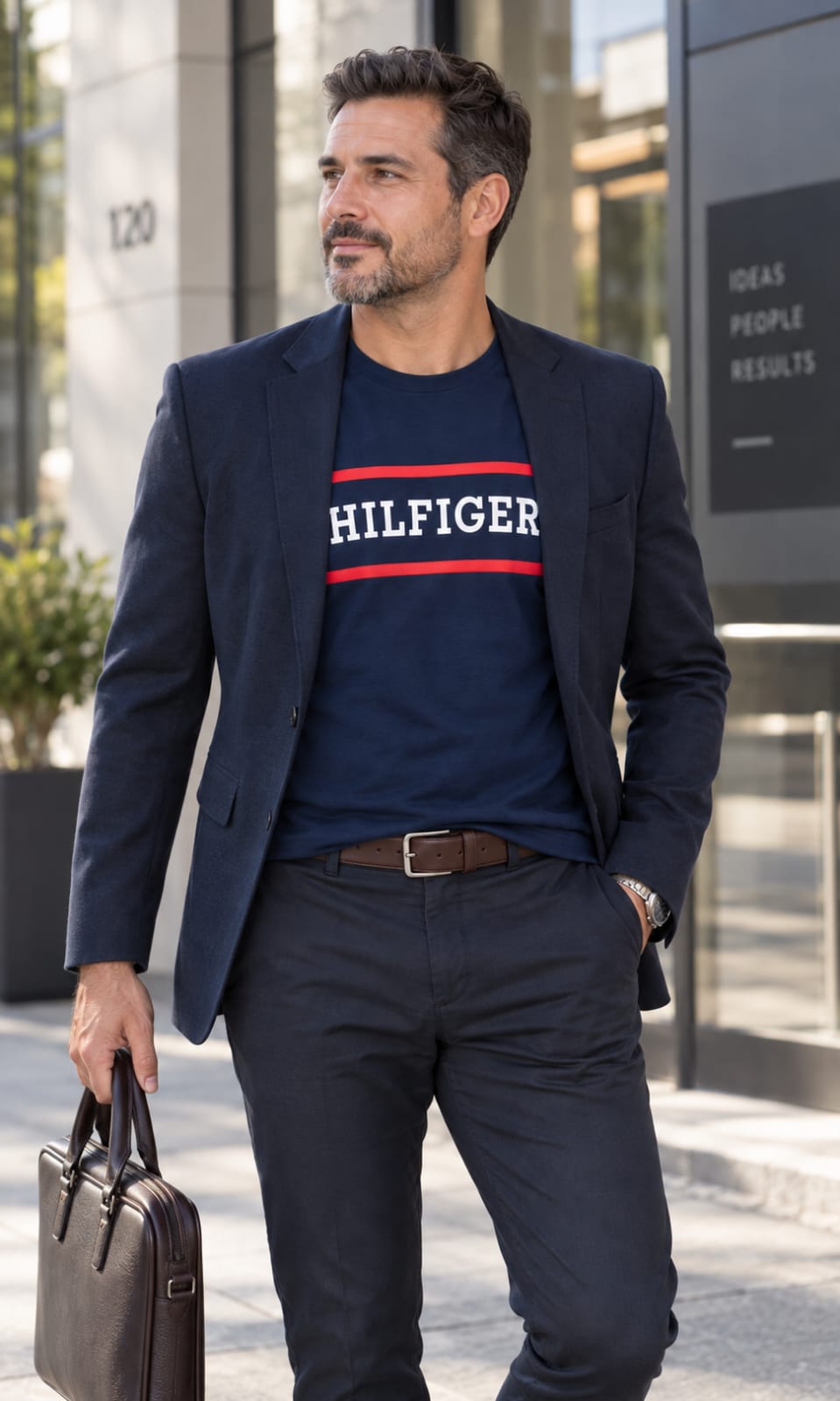 Playera para Hombre Azul Marino Cuello Redondo Manga Corta Tommy Hilfiger