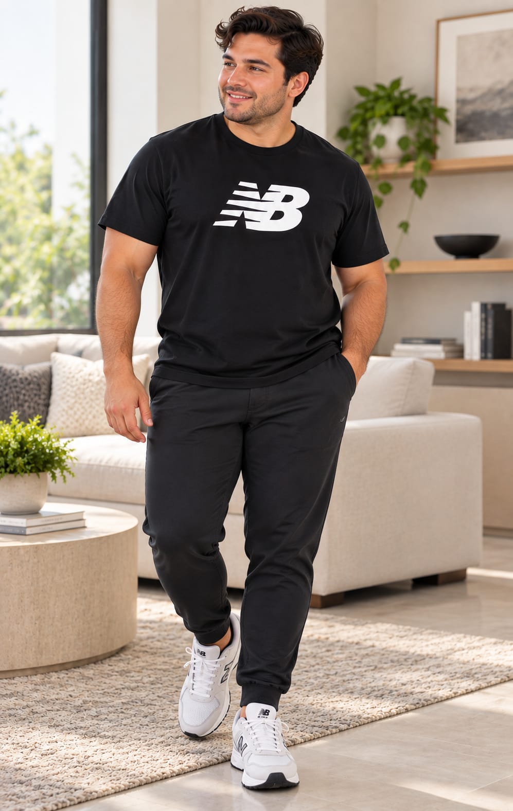 Playera New Balance para Hombre Negra de Manga Corta