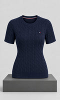 Blusa de Punto para Mujer Azul Marino de Manga Corta