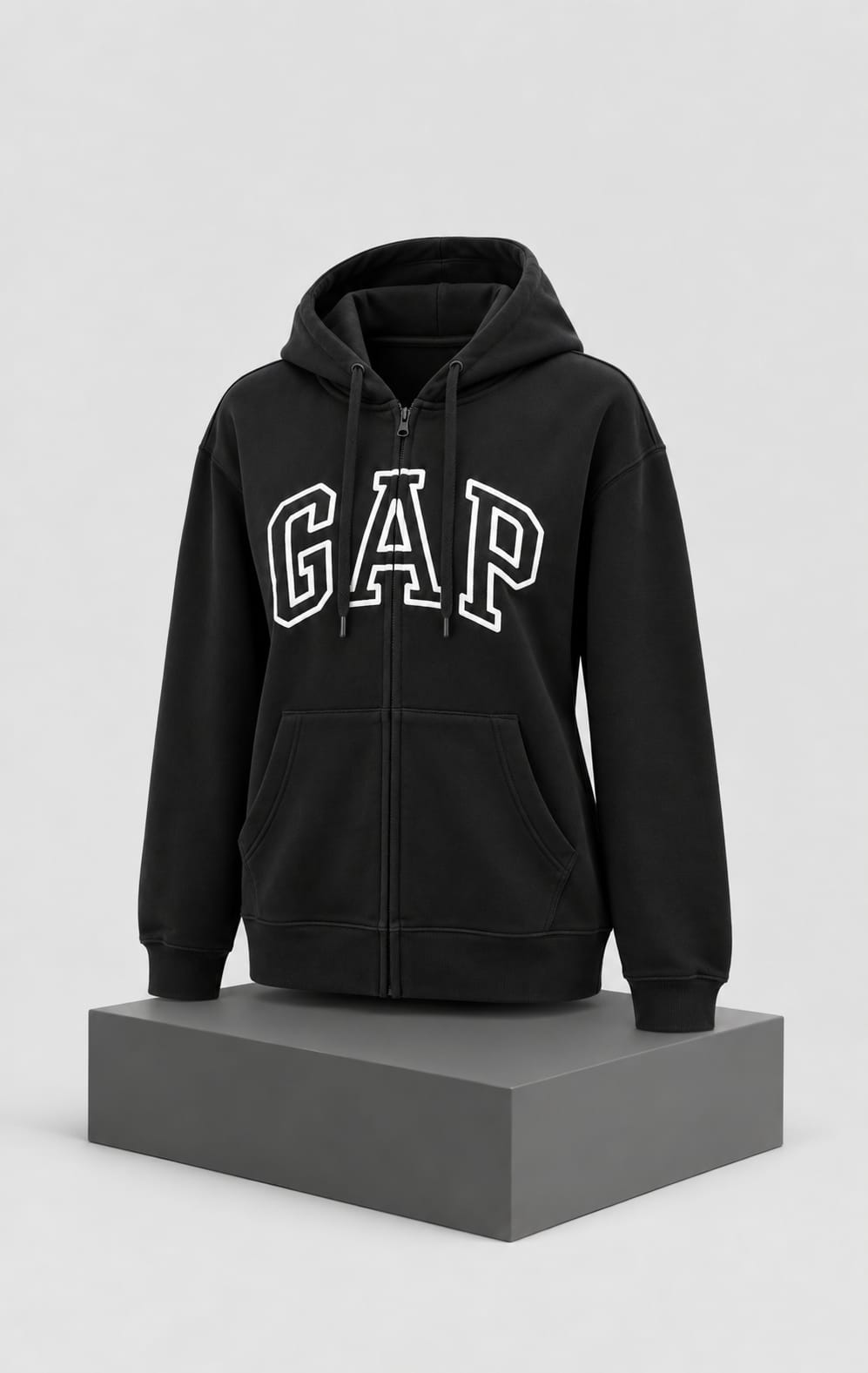 Sudadera GAP para Dama Negra con Capucha y Cierre