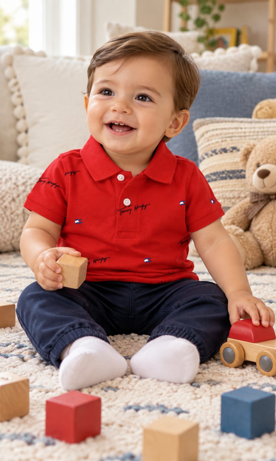 Playera de manga corta para bebé de 12 meses en rojo – Tommy Hilfiger