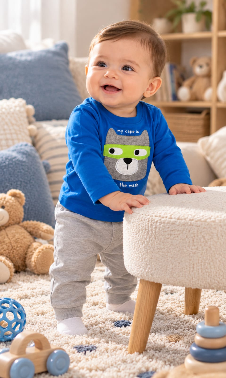 Playera de manga larga First Impressions para bebé 6-9 meses azul