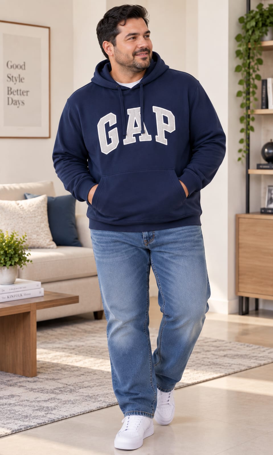 Sudadera GAP para Hombre Azul Marino con Capucha y Bolsillo Frontal