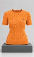 Blusa Tejido para Mujer Naranja Manga Corta Tommy Hilfiger