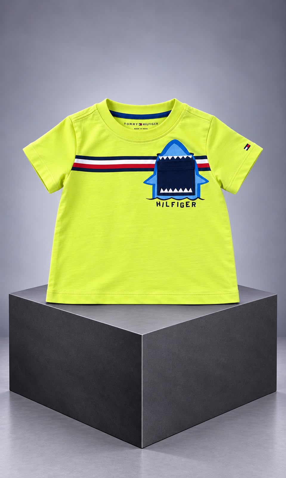 Playera Tommy Hilfiger de manga corta para bebé 6-9 meses amarilla neón