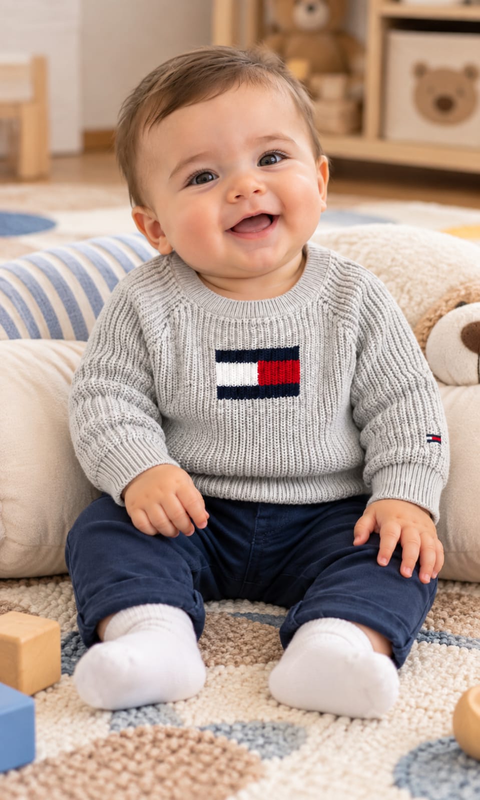 Suéter Tommy Hilfiger para bebé 3-6 meses color gris