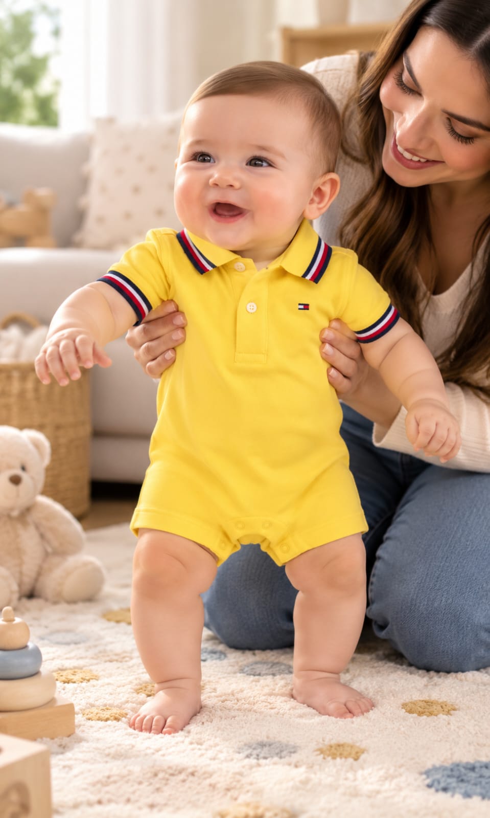 Mameluco Tommy Hilfiger para bebé 3-6 meses color amarillo