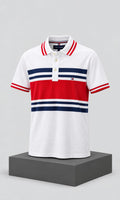 Playera Polo para Hombre Blanca con Detalles Rojo y Azul Tommy Hilfiger