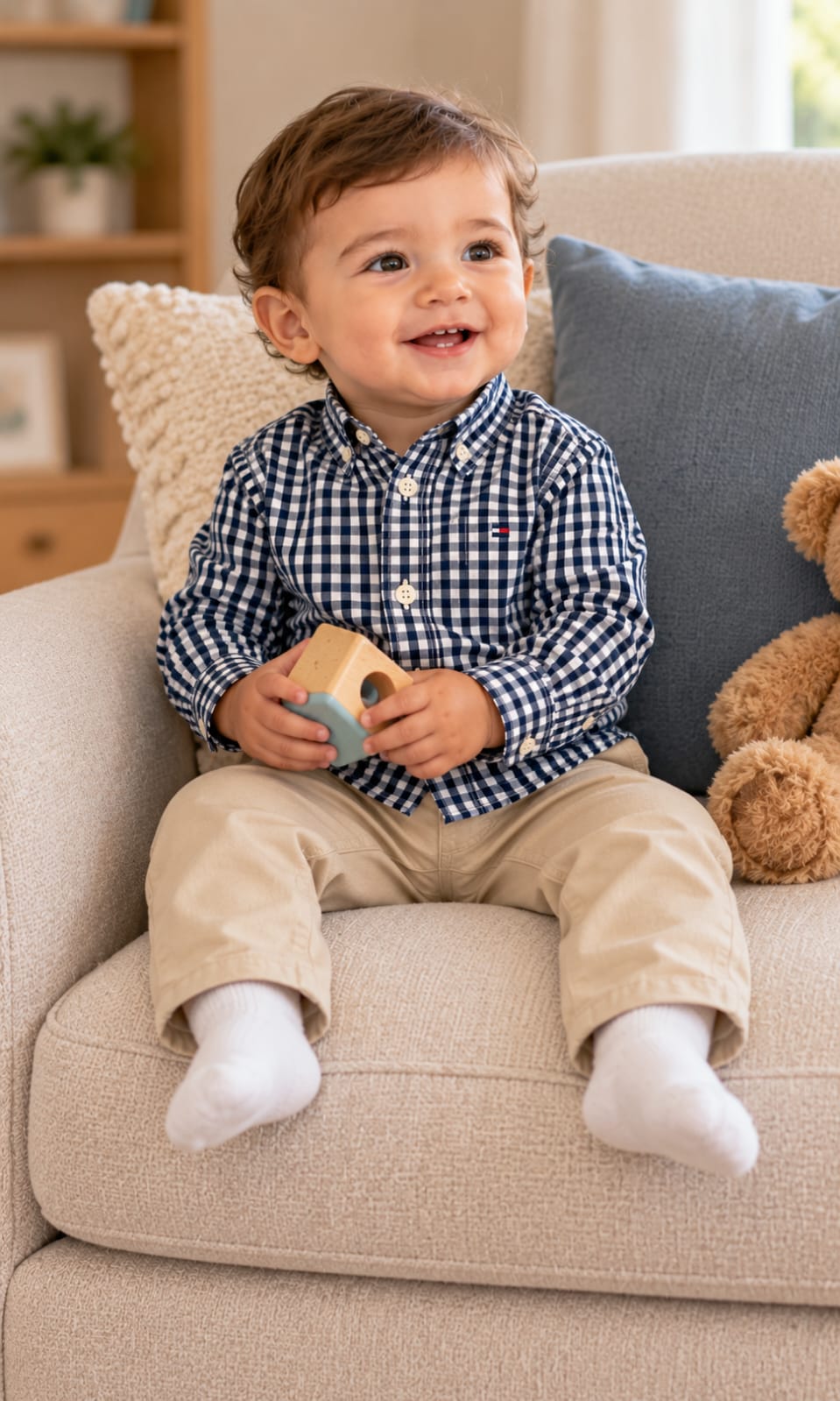 Camisa de manga larga para bebé de 12 meses en negro y blanco – Tommy Hilfiger