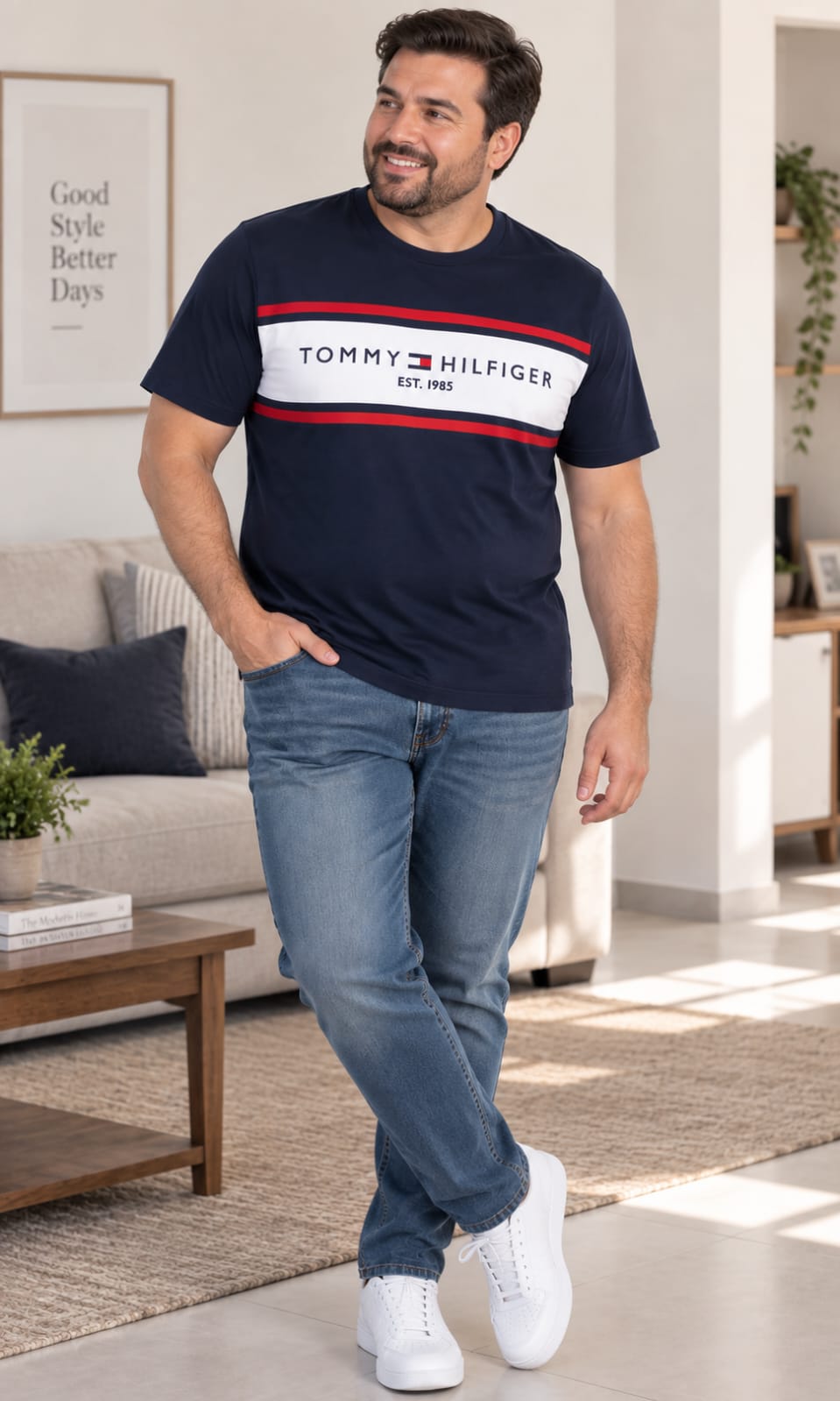 Playera para Hombre Azul Marino Cuello Redondo Manga Corta Tommy Hilfiger