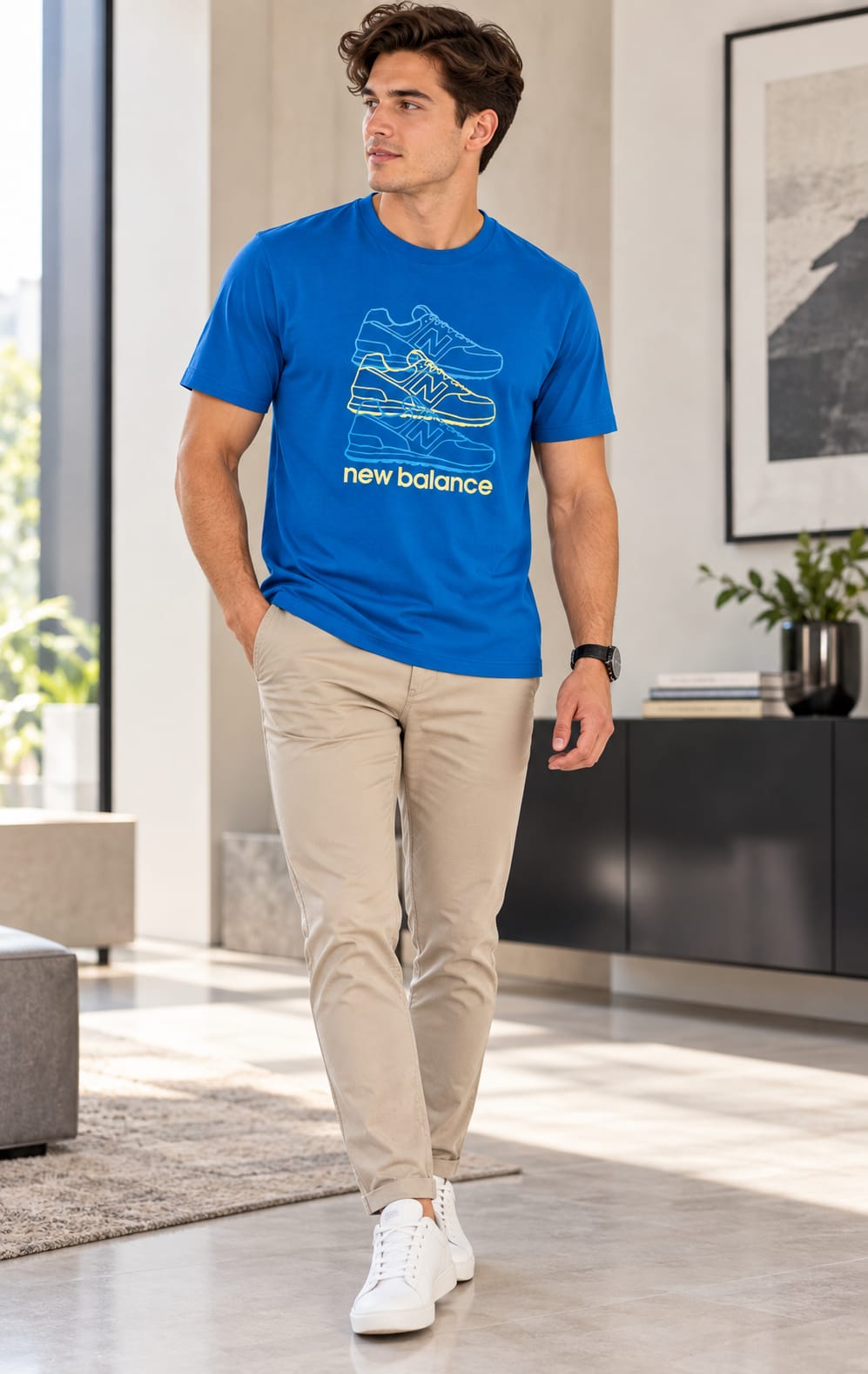 Playera New Balance para Hombre Azul de Manga Corta