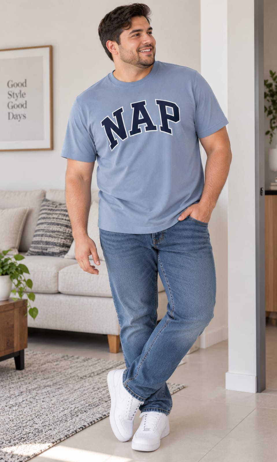 Playera GAP para Hombre Azul Claro VintageSoft con Logo NAP