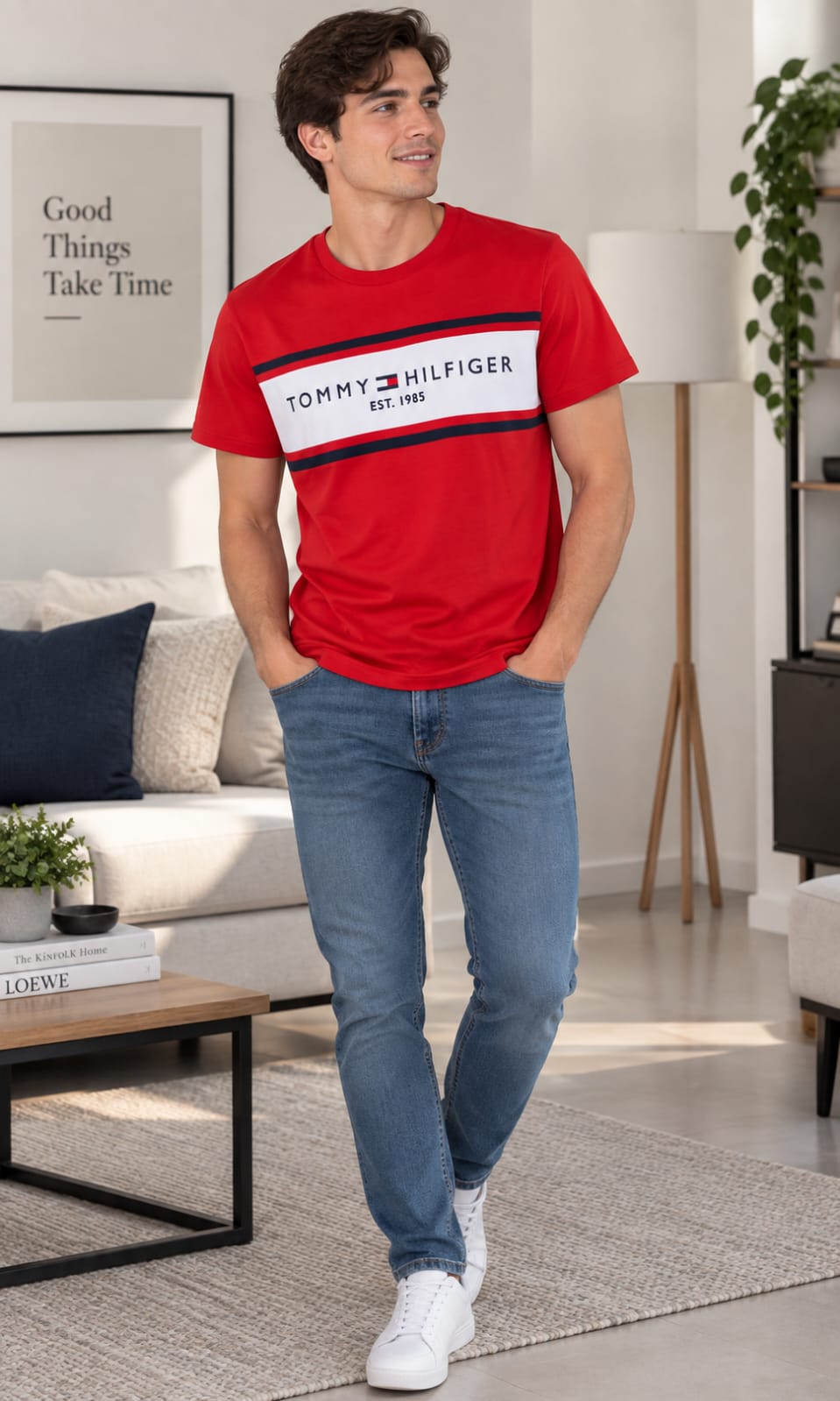 Playera para Hombre Roja Cuello Redondo Manga Corta Tommy Hilfiger