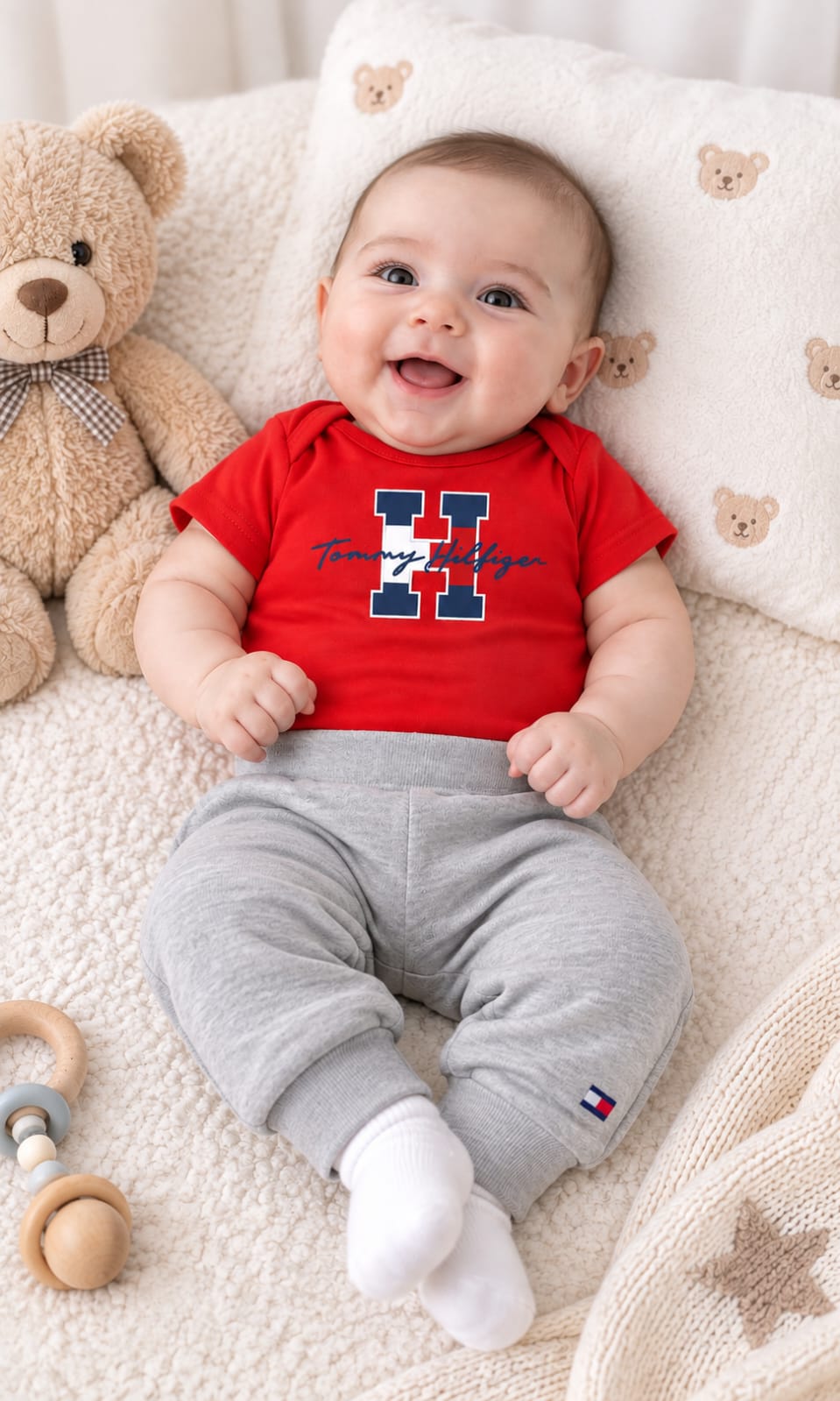 Conjunto Tommy Hilfiger de 2 Pañaleros y Pants para Bebé 0 a 3 Meses