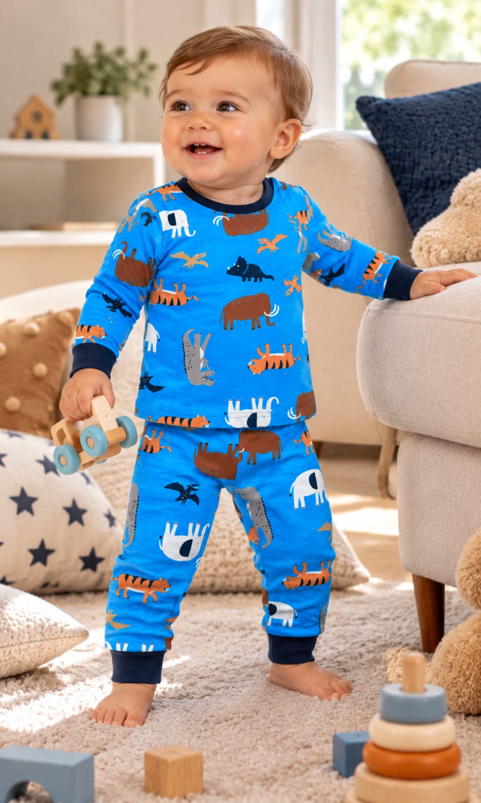 Set de 2 Pijamas Carter's para Bebé de 12 Meses en Azul, Gris y Azul Marino
