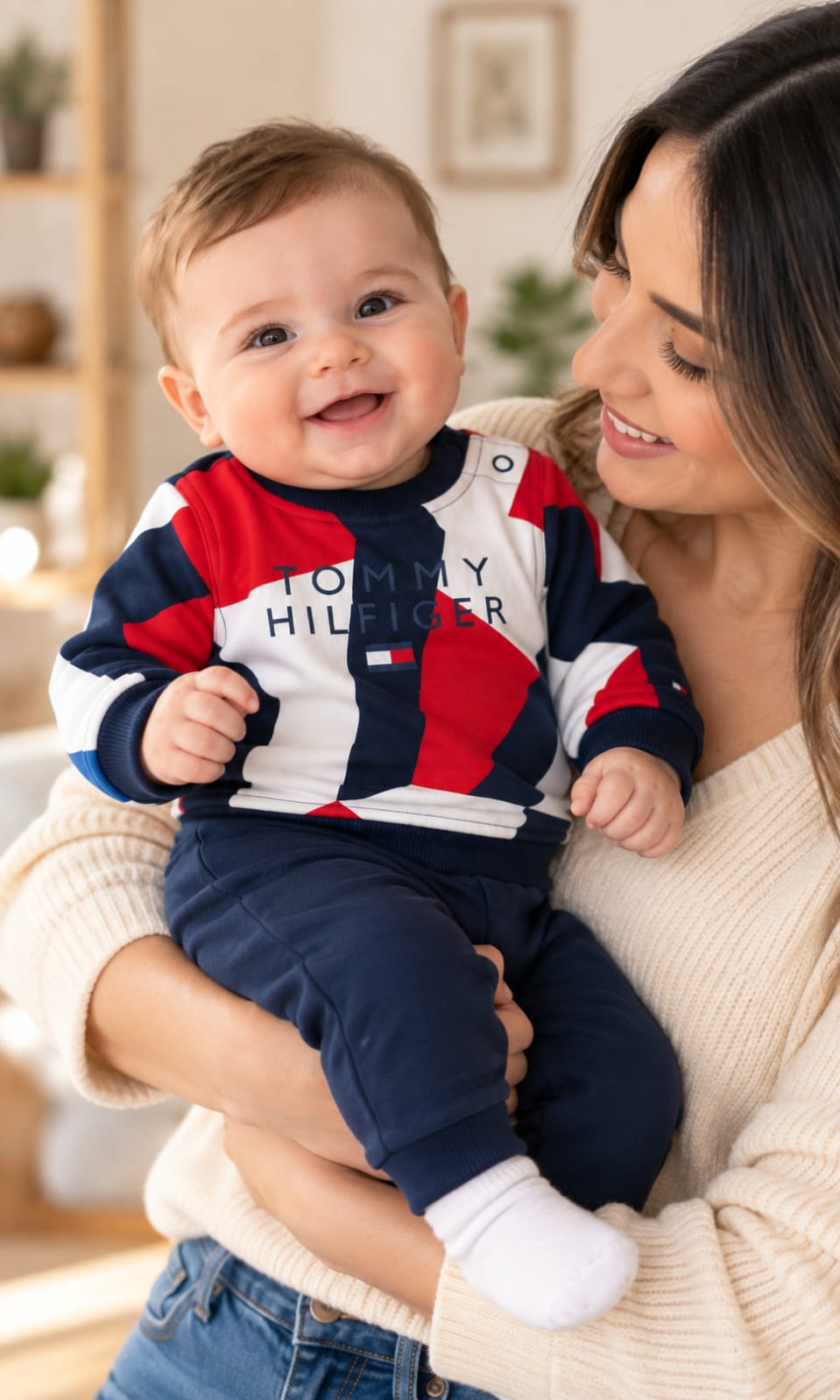 Sudadera Tommy Hilfiger para bebé 3-6 meses roja, azul marino y blanca