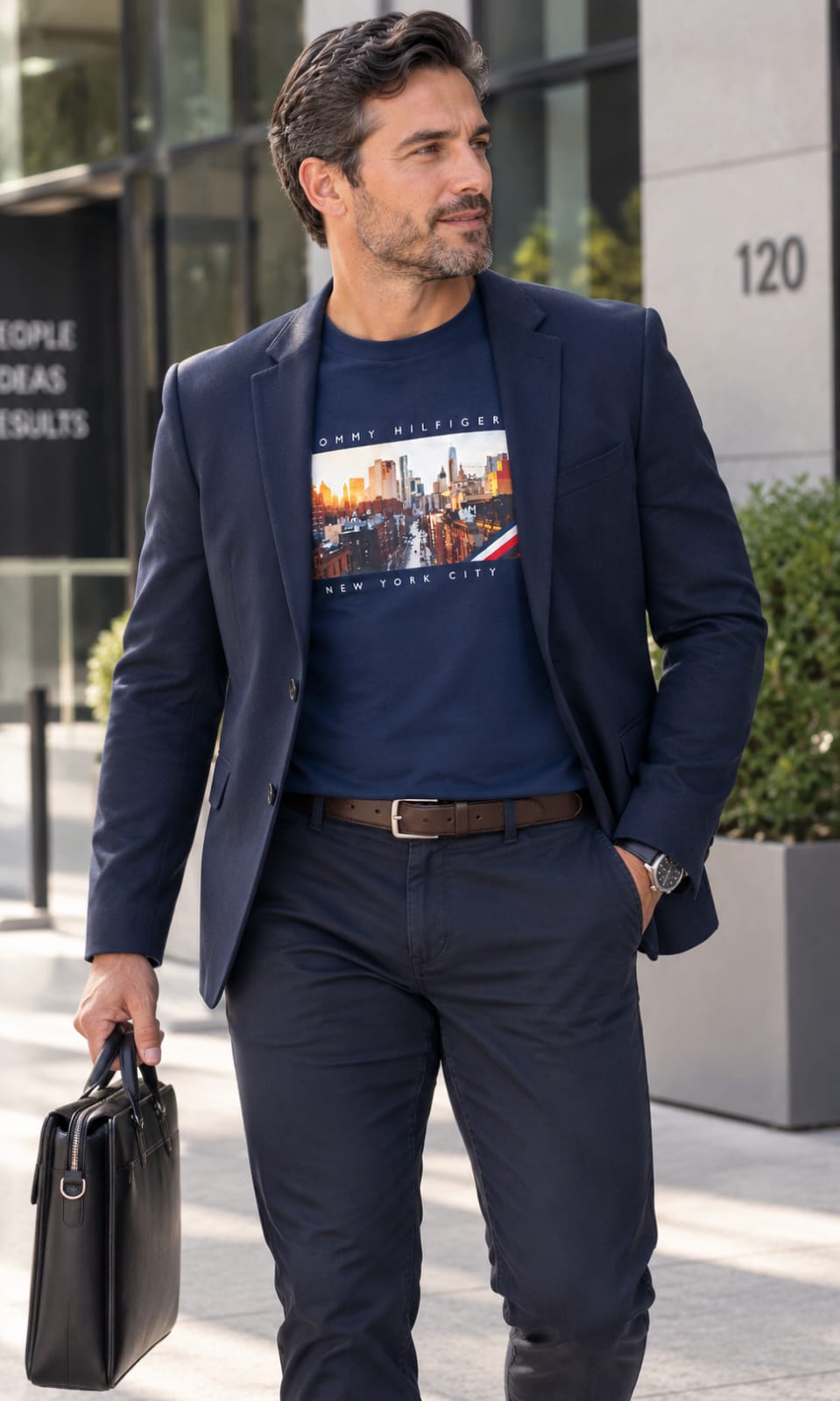 Playera para Hombre Azul Marino Cuello Redondo Manga Corta Tommy Hilfiger
