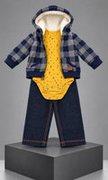 Conjunto de Pantalón, Pañalero y Chamarra Carter's para Bebé de 9 Meses en Azul Marino, Gris y Amarillo