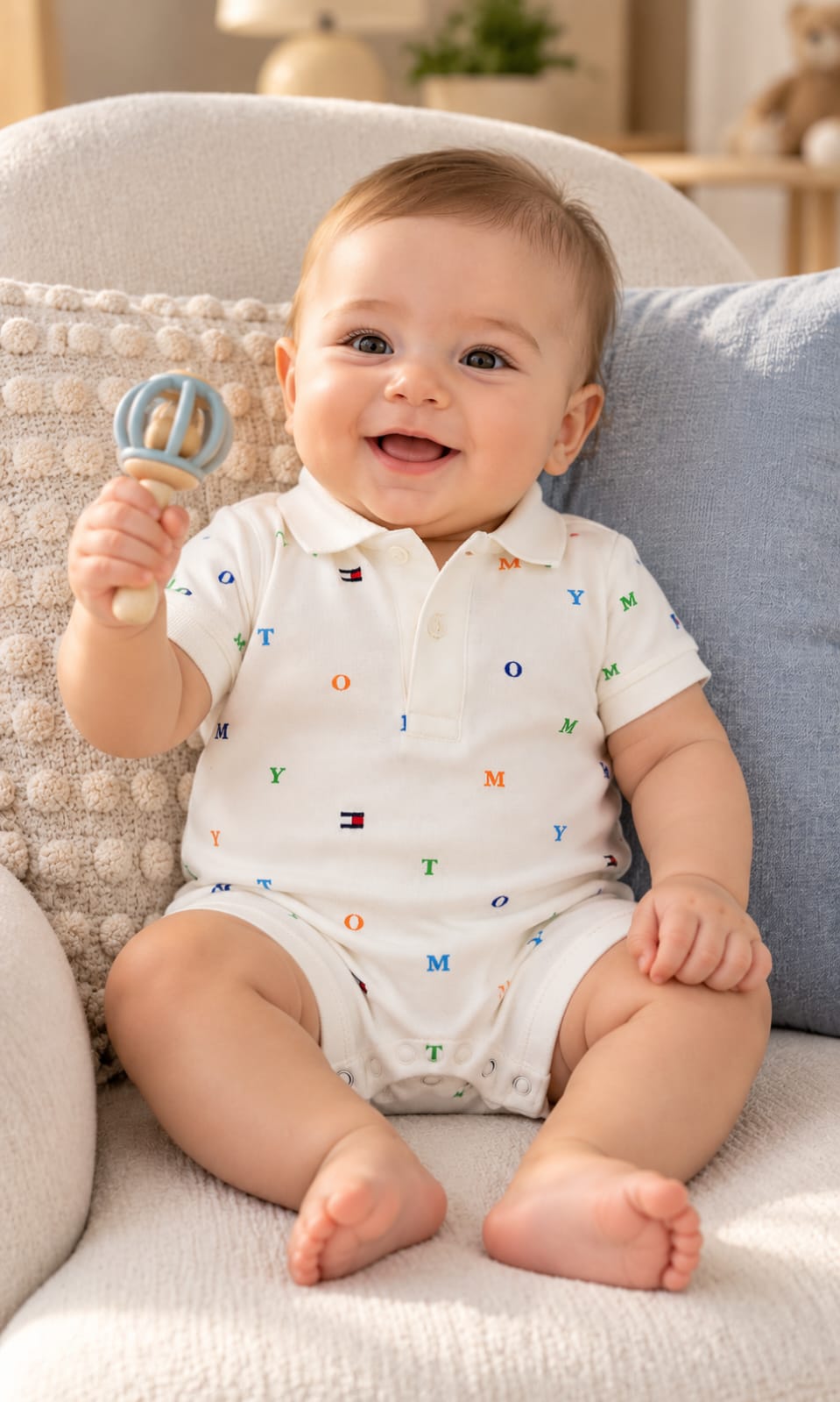 Mameluco Tommy Hilfiger para bebé 3-6 meses color blanco