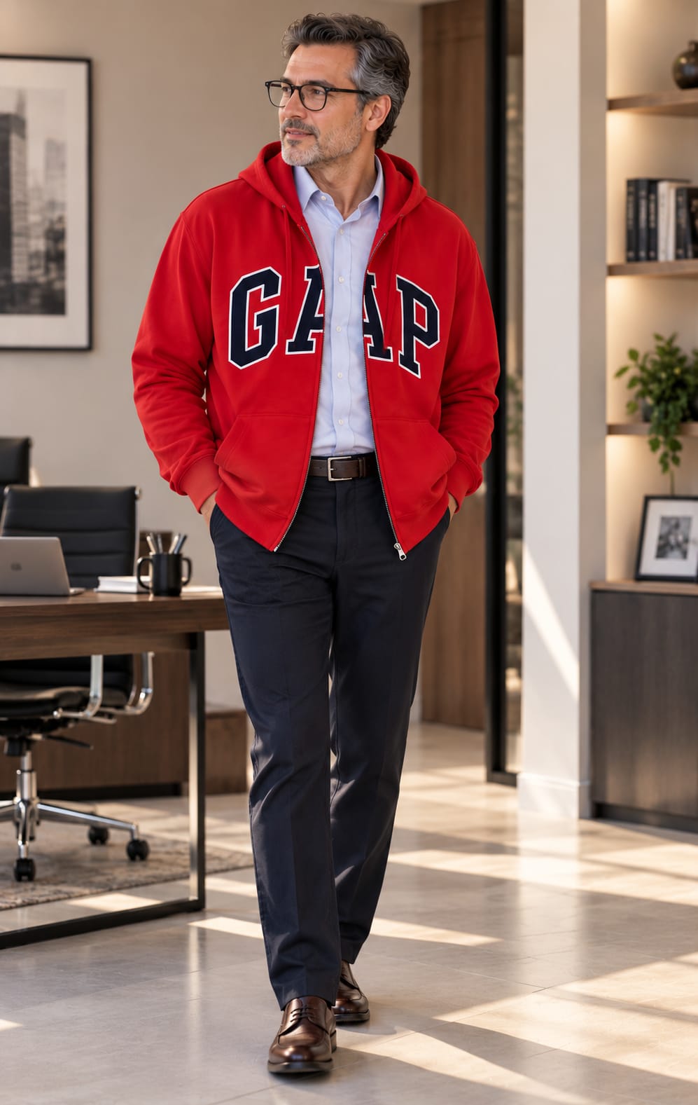 Sudadera GAP para Hombre Roja con Capucha y Cierre