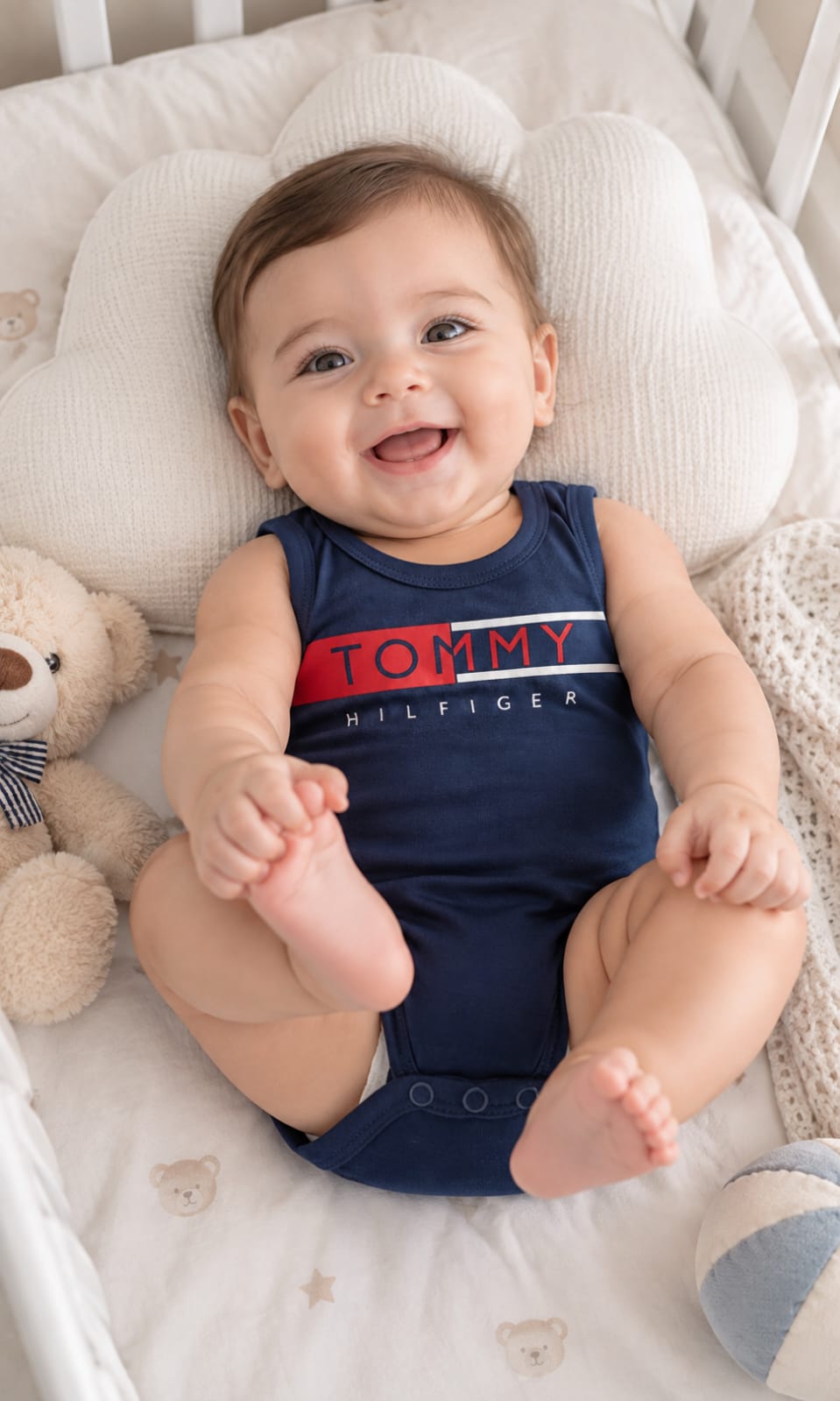 Pack de 3 Pañaleros Tommy Hilfiger para Bebé 3 a 6 Meses Azul Marino, Blanco y Rojo