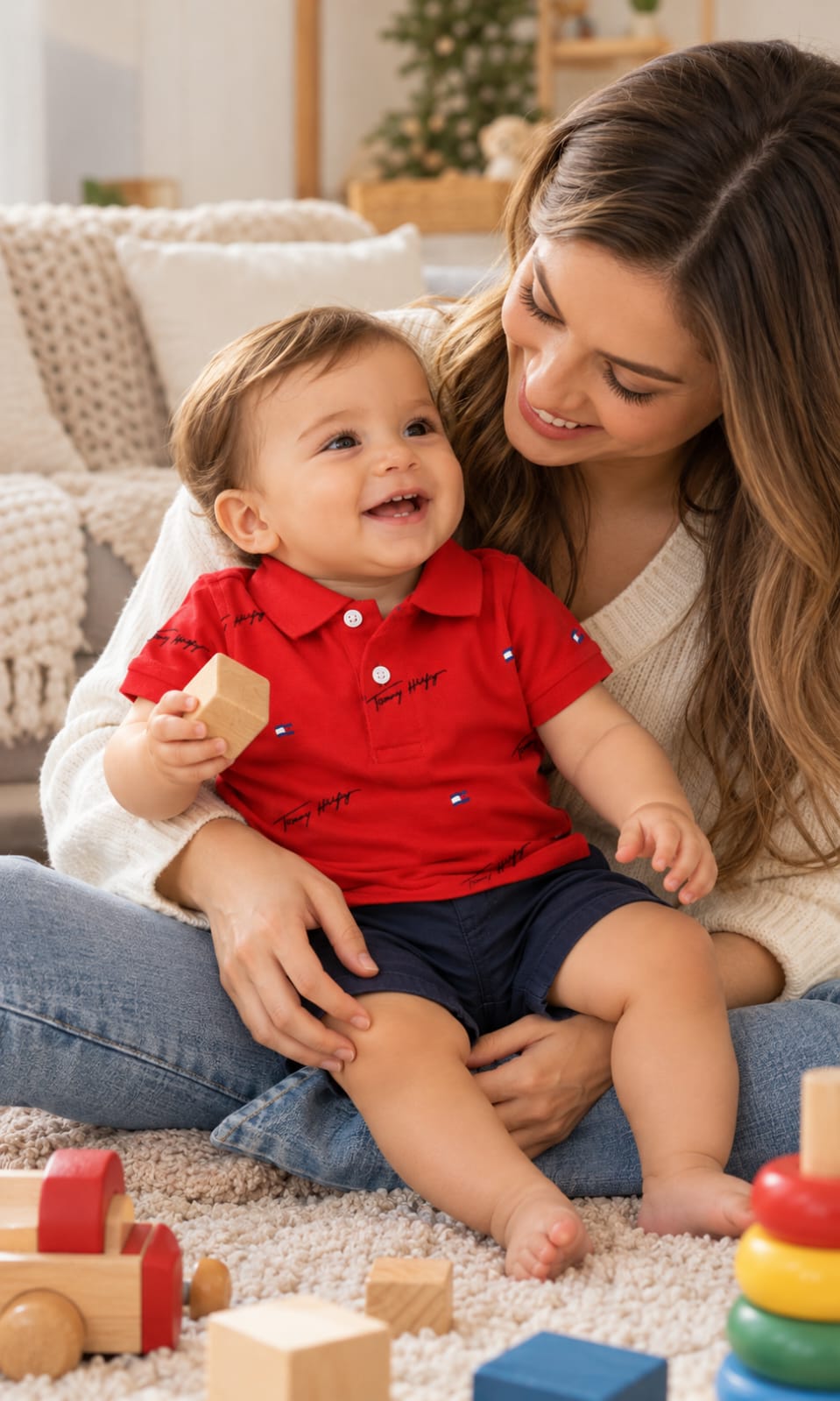 Playera de manga corta para bebé de 12 meses en rojo – Tommy Hilfiger
