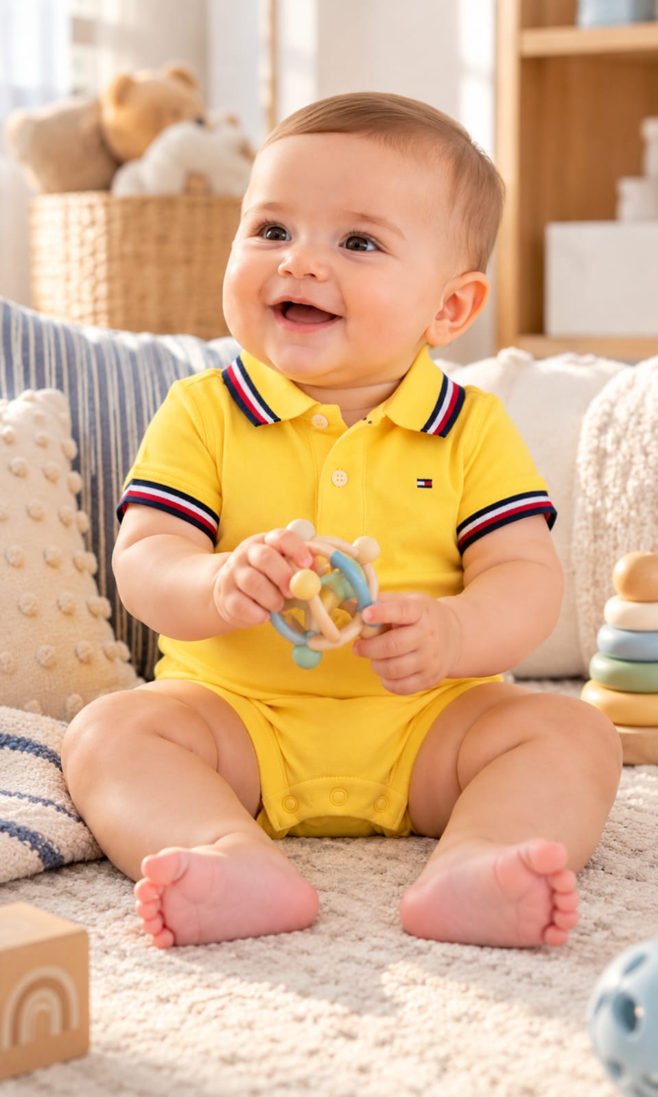 Mameluco Tommy Hilfiger para bebé 3-6 meses color amarillo