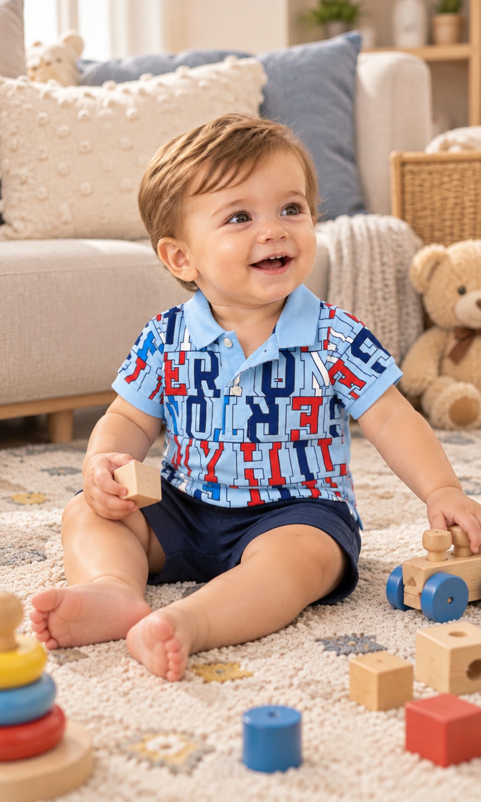 Playera de manga corta para bebé de 12 meses en azul claro – Tommy Hilfiger