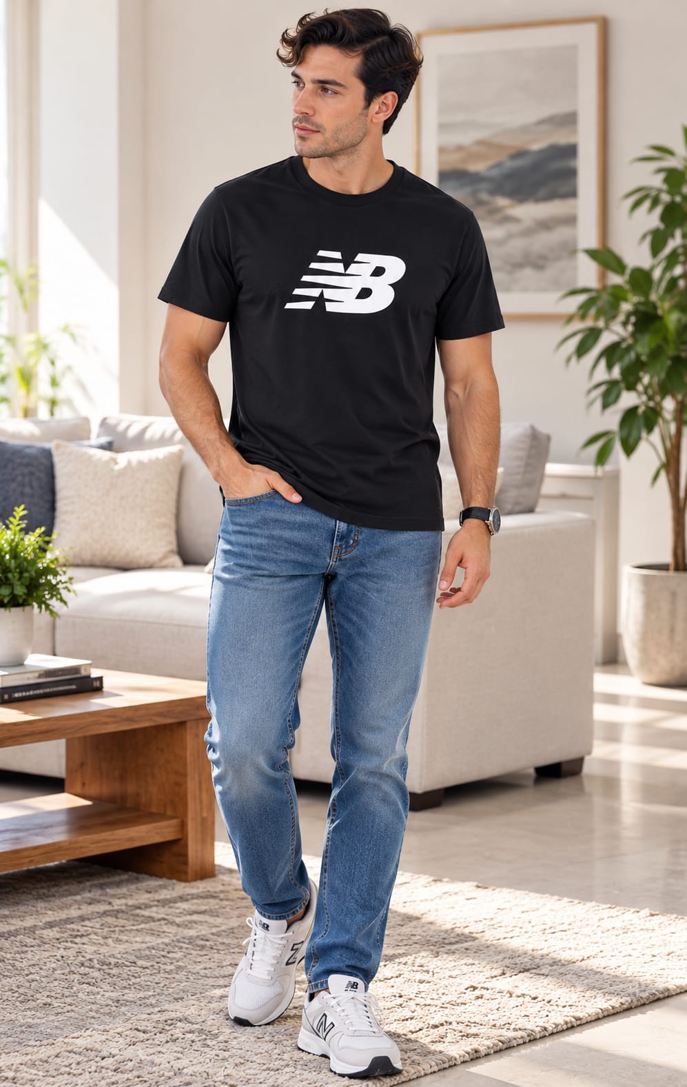 Playera New Balance para Hombre Negra de Manga Corta
