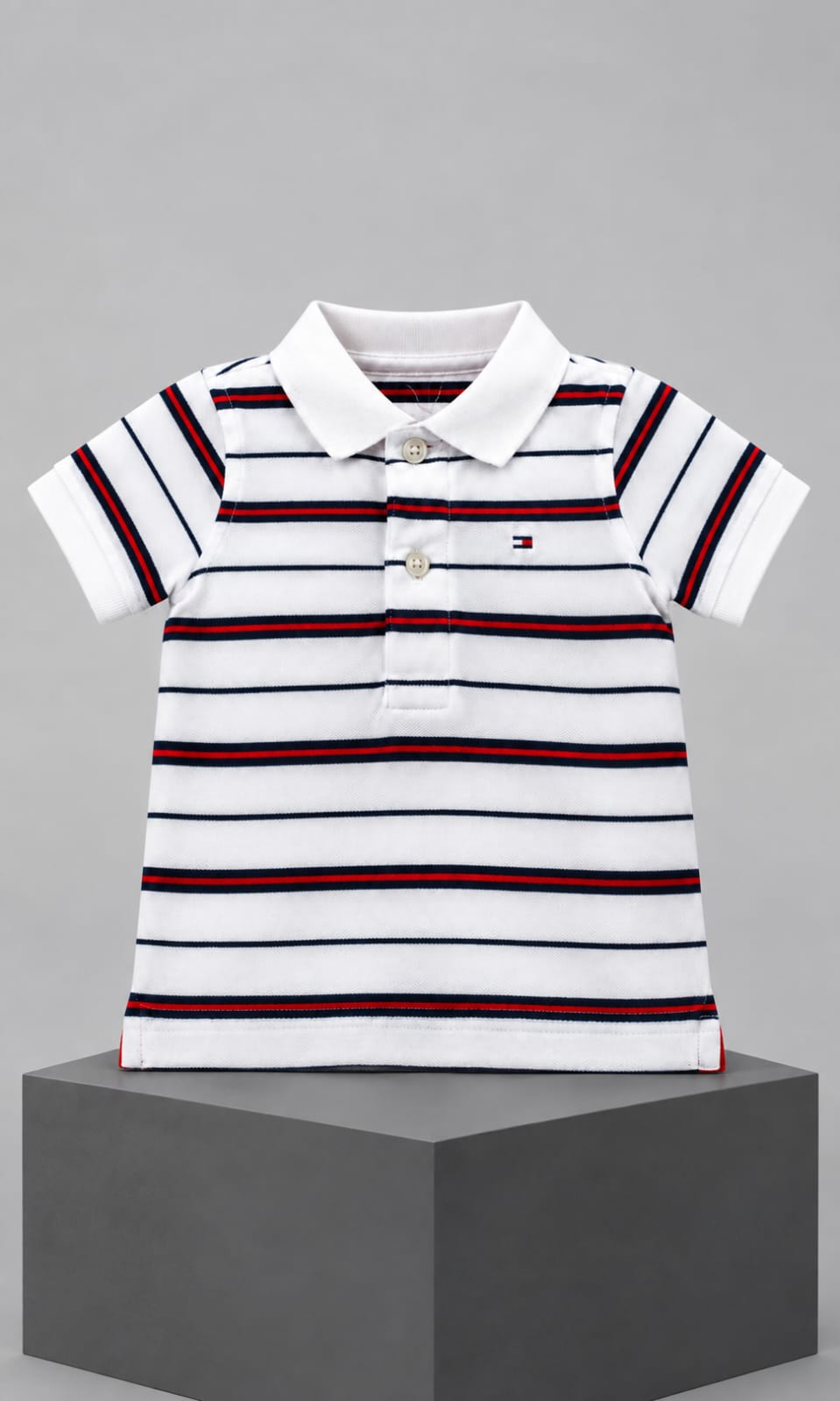Playera Tommy Hilfiger para Bebé 3-6 Meses Blanca con Rayas