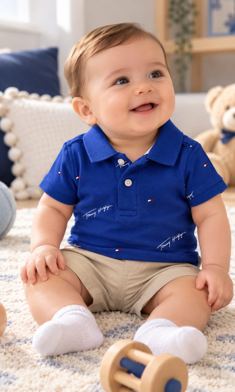 Playera para Bebé Azul Rey Tommy Hilfiger