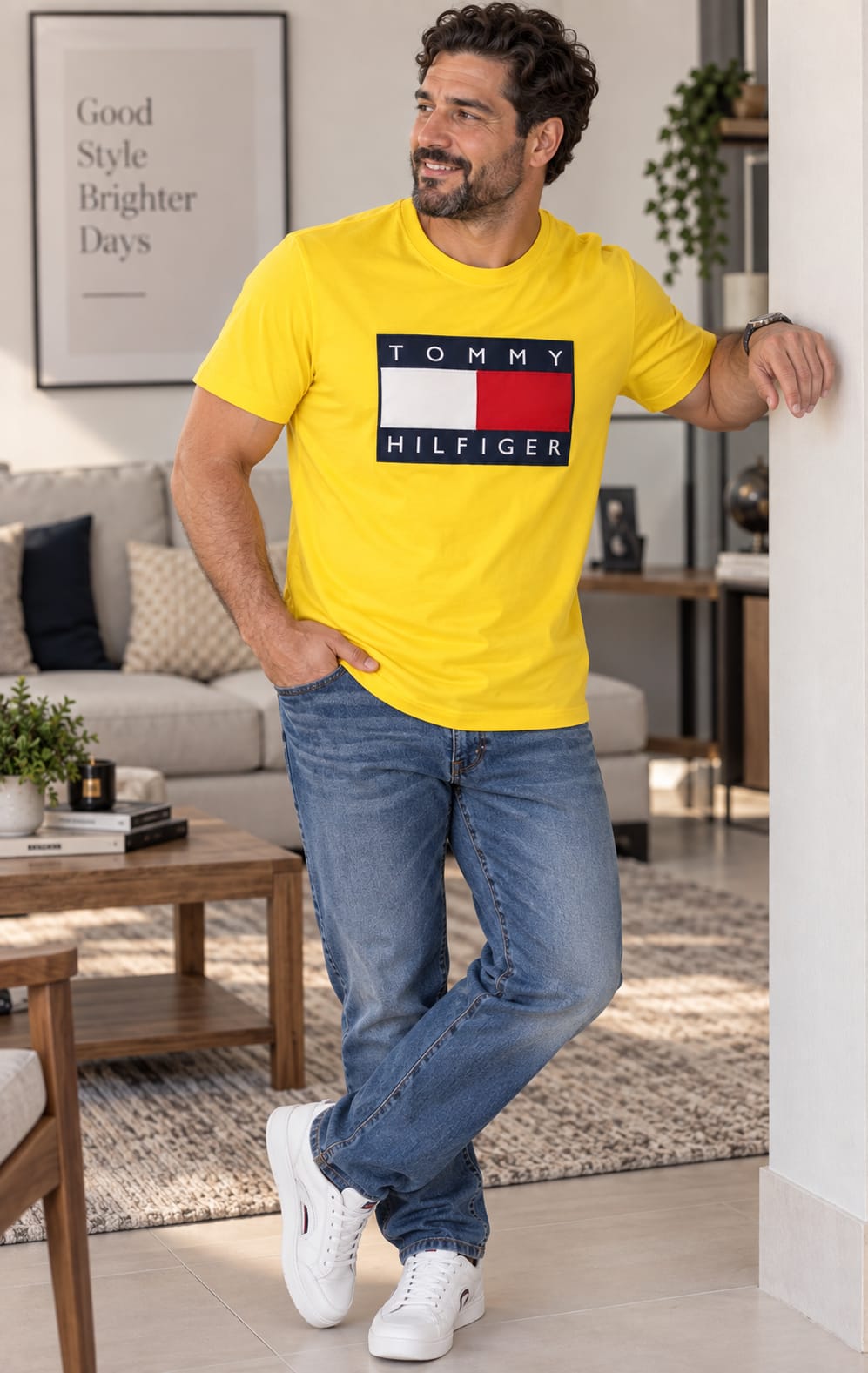 Playera para Hombre Amarilla Cuello Redondo Tommy Hilfiger