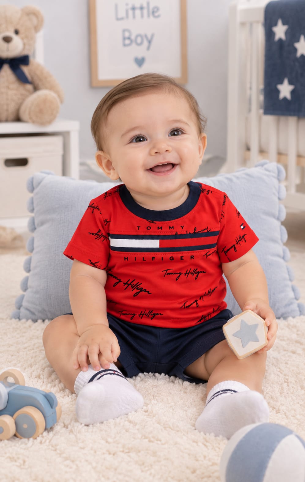 Playera Tommy Hilfiger para Bebé 3 a 6 Meses Roja