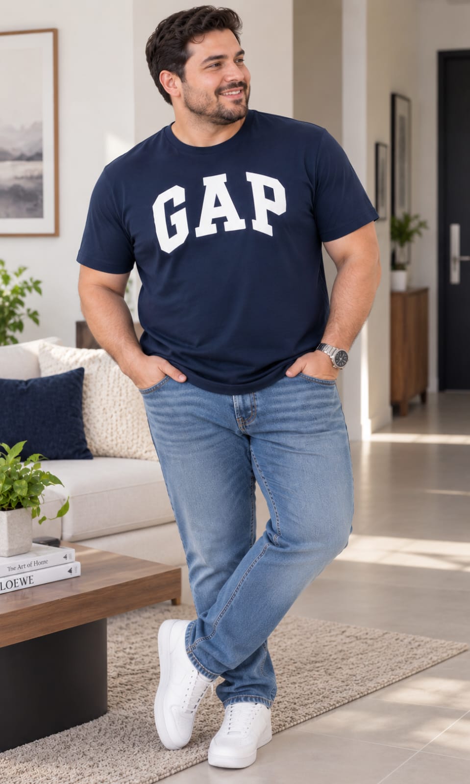 Playera GAP para Hombre Azul Marino con Logo Cuello Redondo