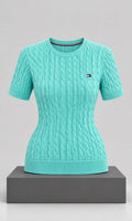 Blusa Tejido para Mujer Turquesa Manga Corta Tommy Hilfiger