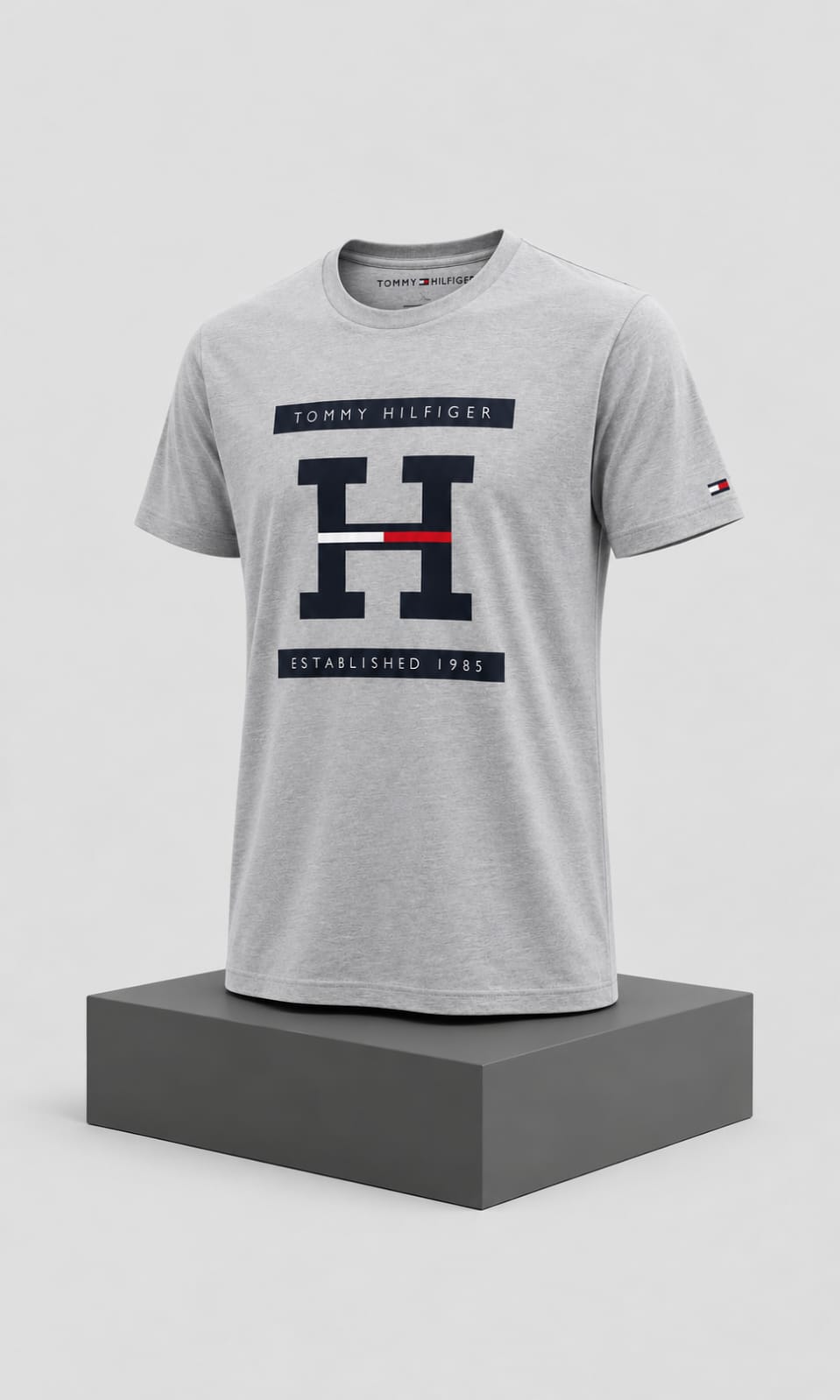 Playera para Hombre Gris Cuello Redondo Manga Corta Tommy Hilfiger