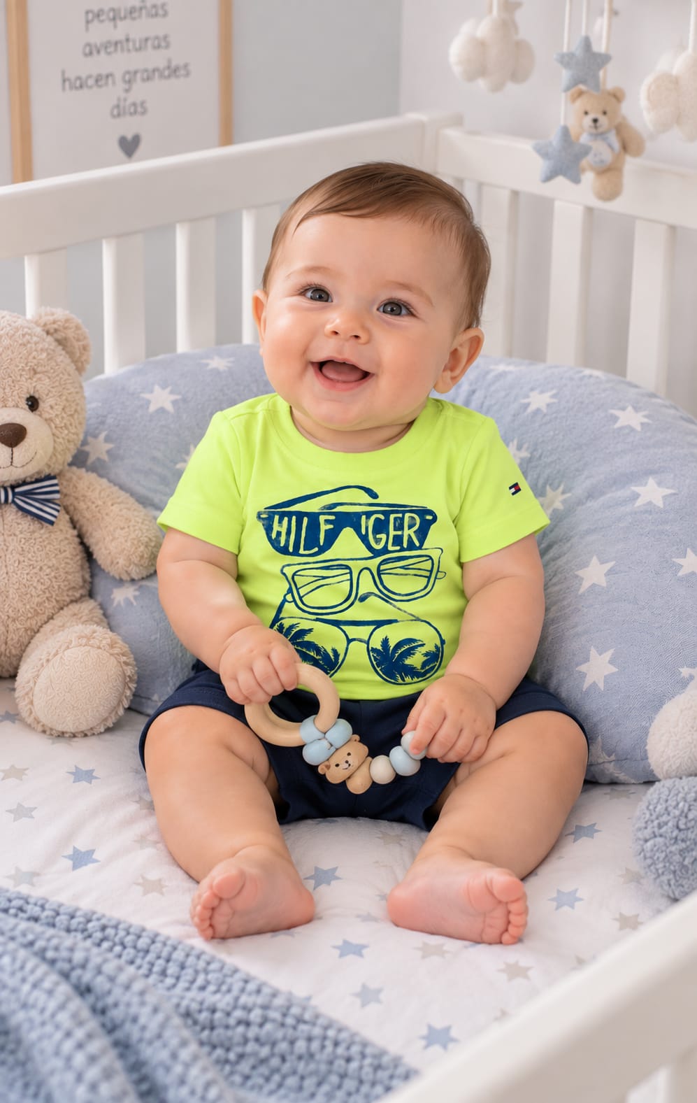 Playera Tommy Hilfiger de Manga Corta para Bebé 3 a 6 Meses Verde