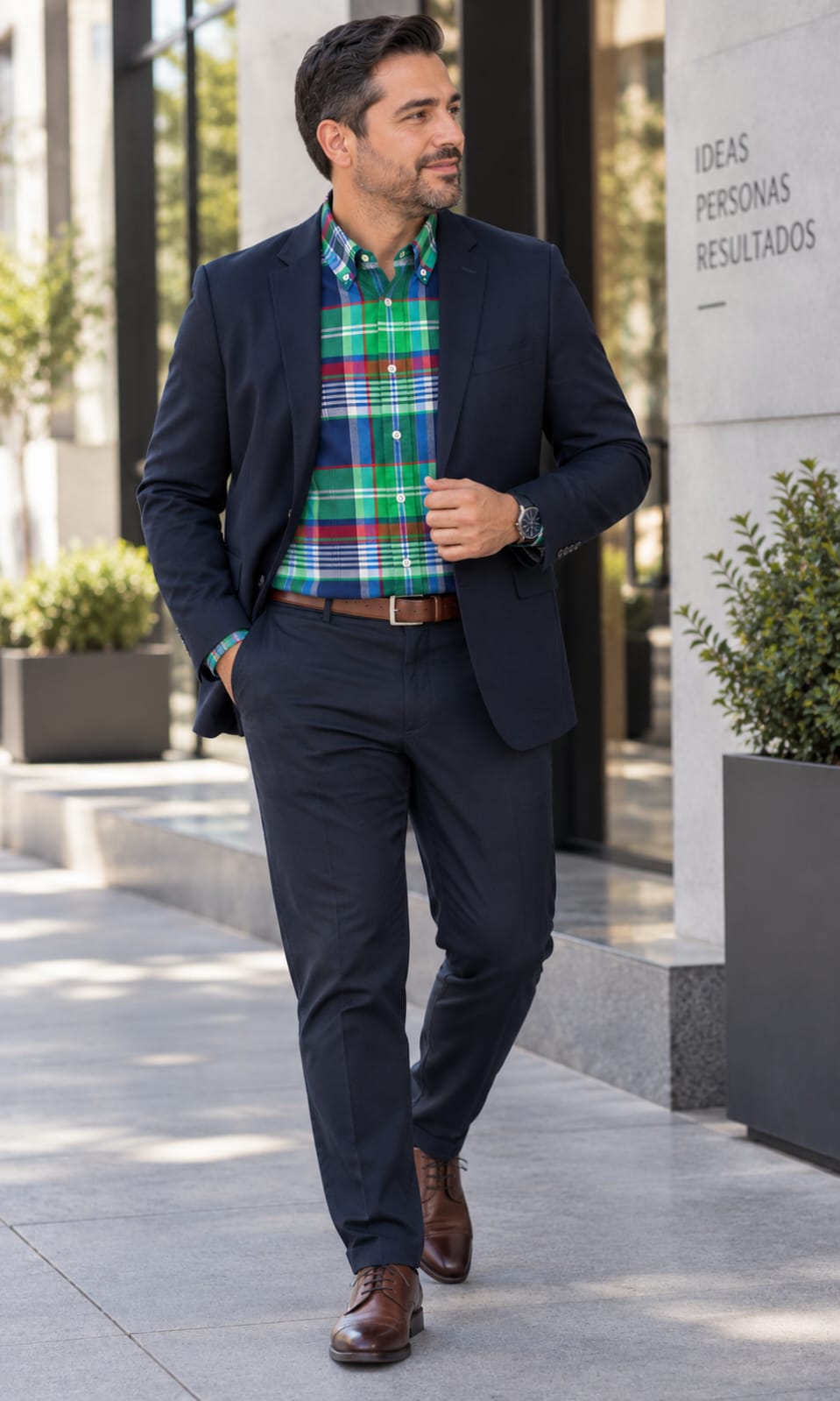 Camisa Para Hombre Color Verde Y Azul Cuadros Tommy Hilfiger