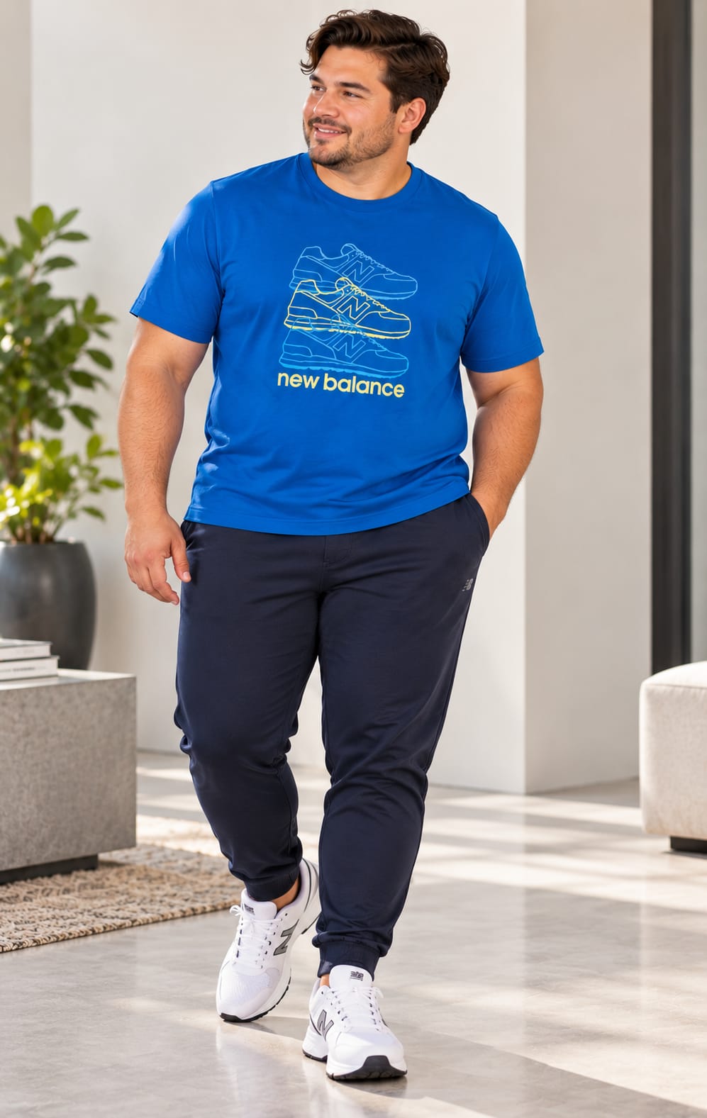 Playera New Balance para Hombre Azul de Manga Corta