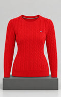 Suéter para Mujer Rojo de Tejido Trenzado Tommy Hilfiger