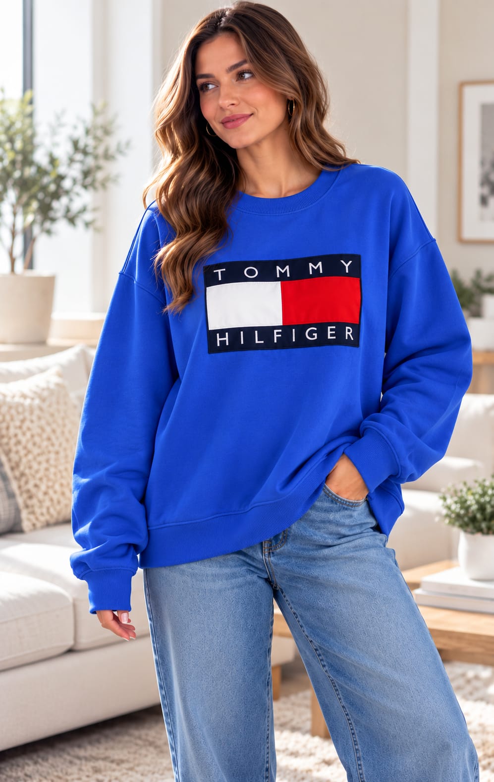 Sudadera para Mujer Azul con Diseño Frontal Tommy Hilfiger