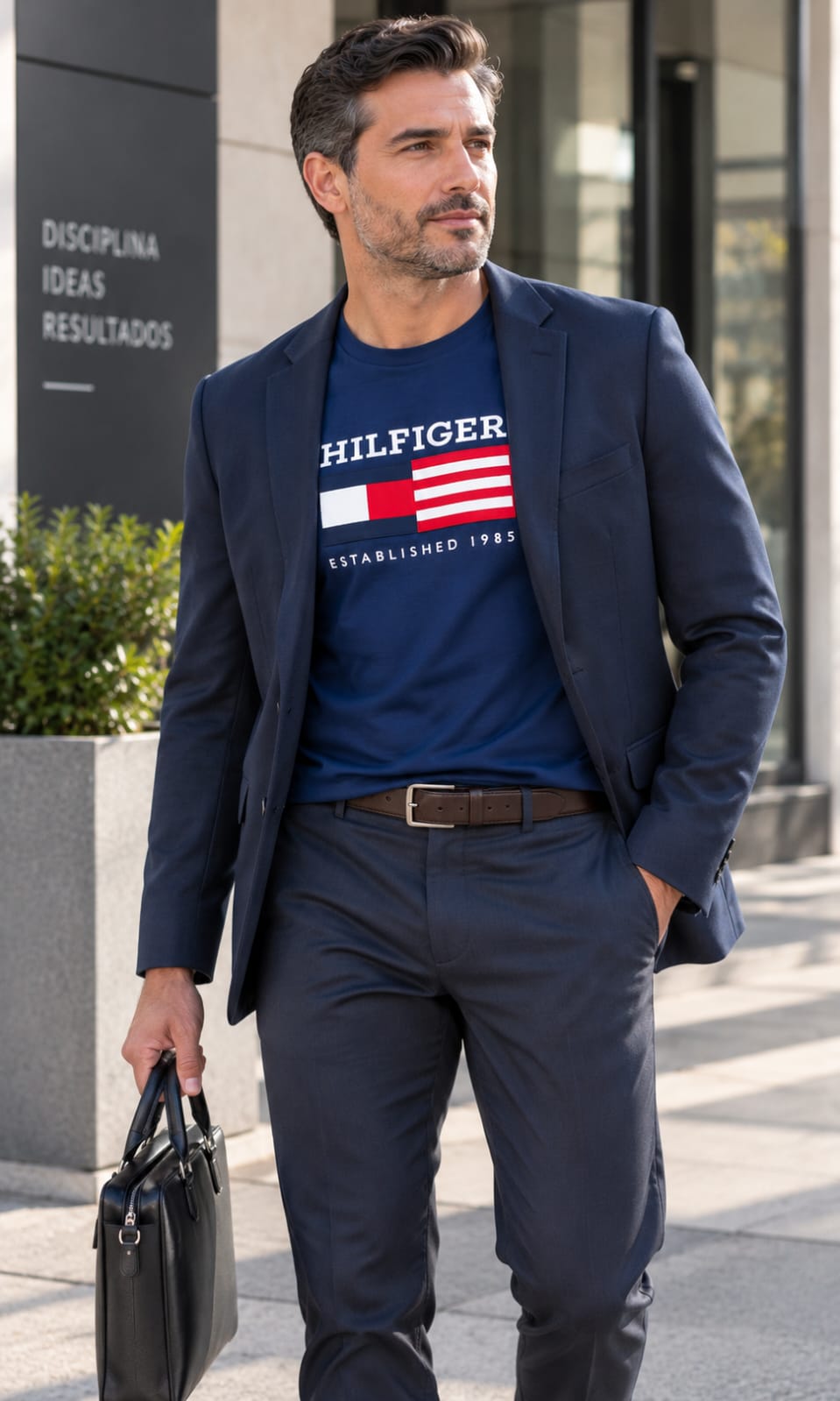 Playera para Hombre Azul Marino de Cuello Redondo Tommy Hilfiger