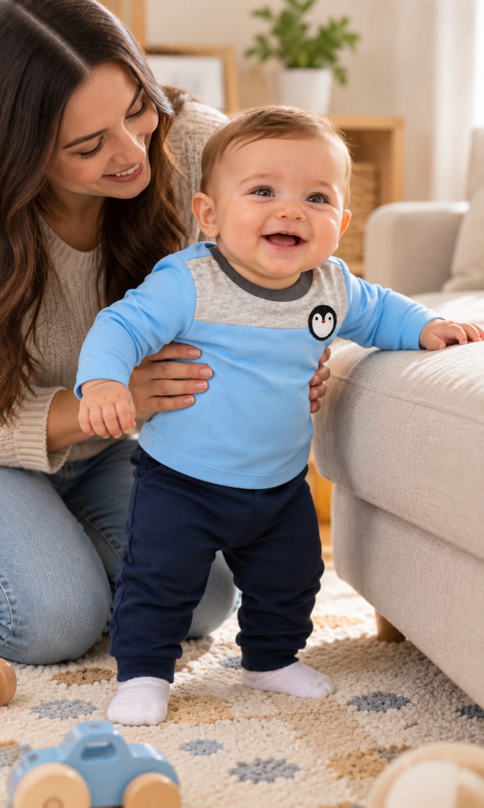 Playera First Impressions para bebé 6-9 meses color azul claro