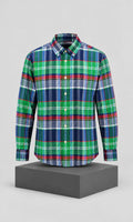 Camisa Para Hombre Color Verde Y Azul Cuadros Tommy Hilfiger