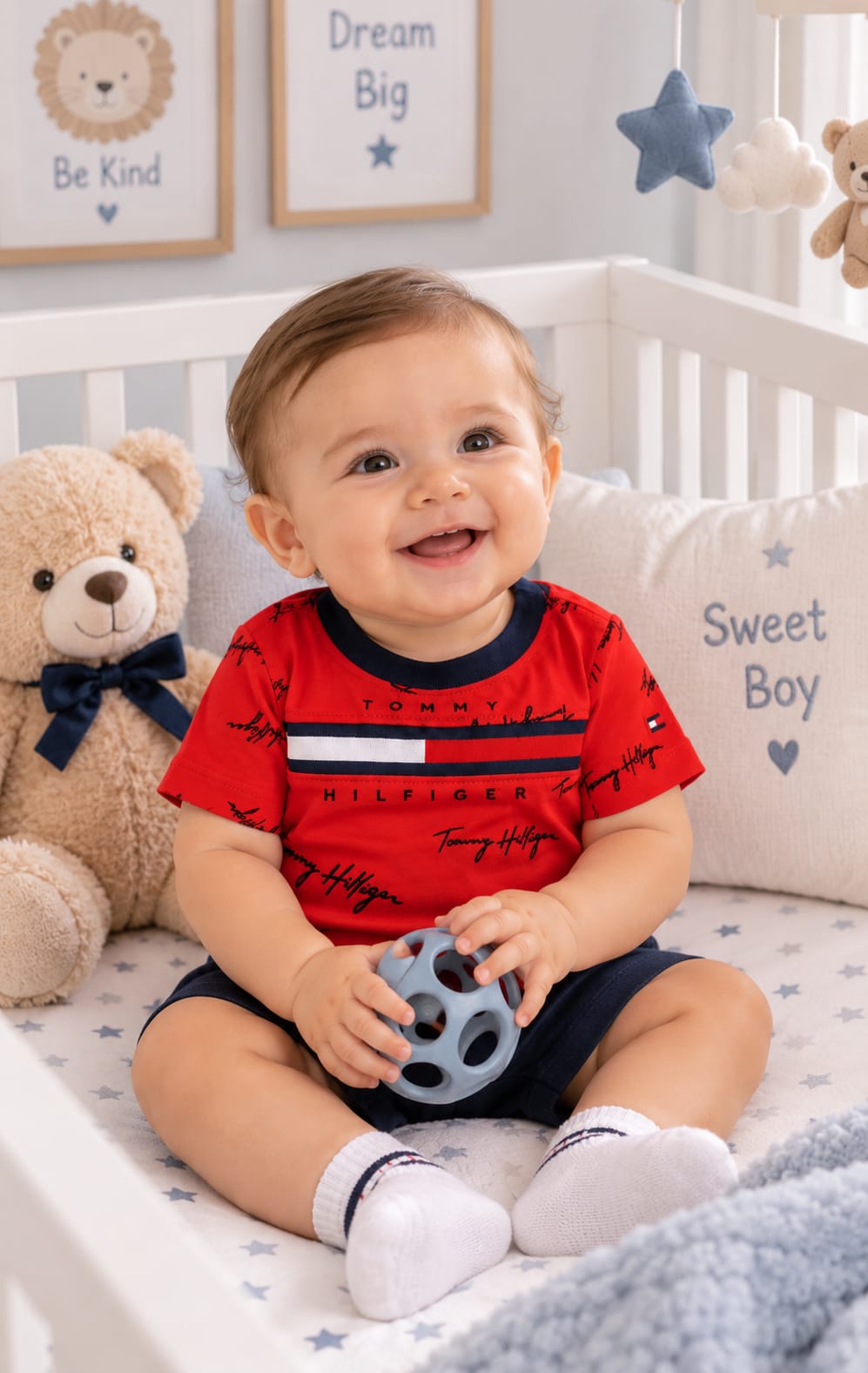 Playera Tommy Hilfiger para Bebé 3 a 6 Meses Roja