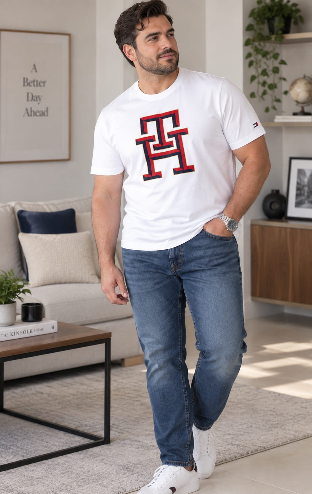 Playera para Hombre Blanca Cuello Redondo Tommy Hilfiger